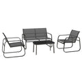 Outsunny 4-Piece Garden Lounge Set with 2 Armchairs, 2-Seater Sofa and Table, Black