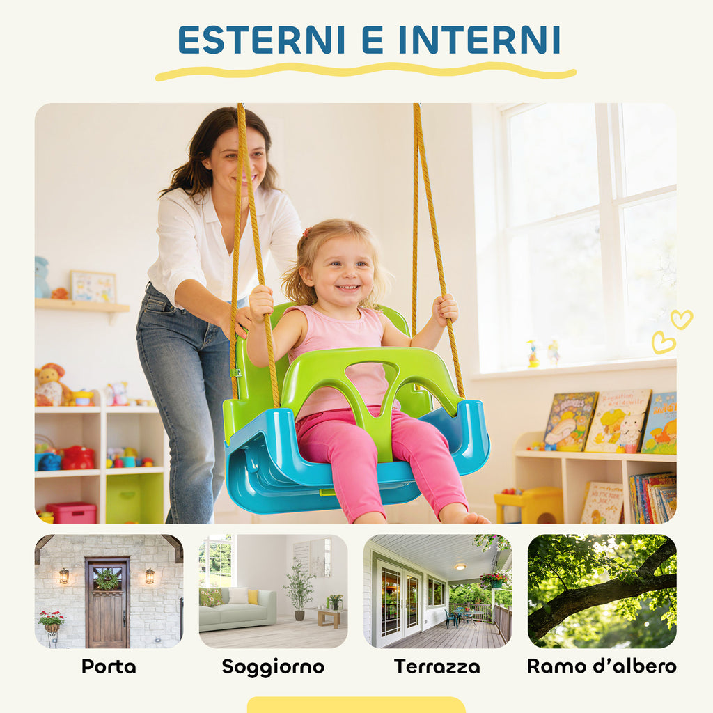 Outsunny Children's Swing 3-in-1 Garden Swing 42x33x120-180 cm Green