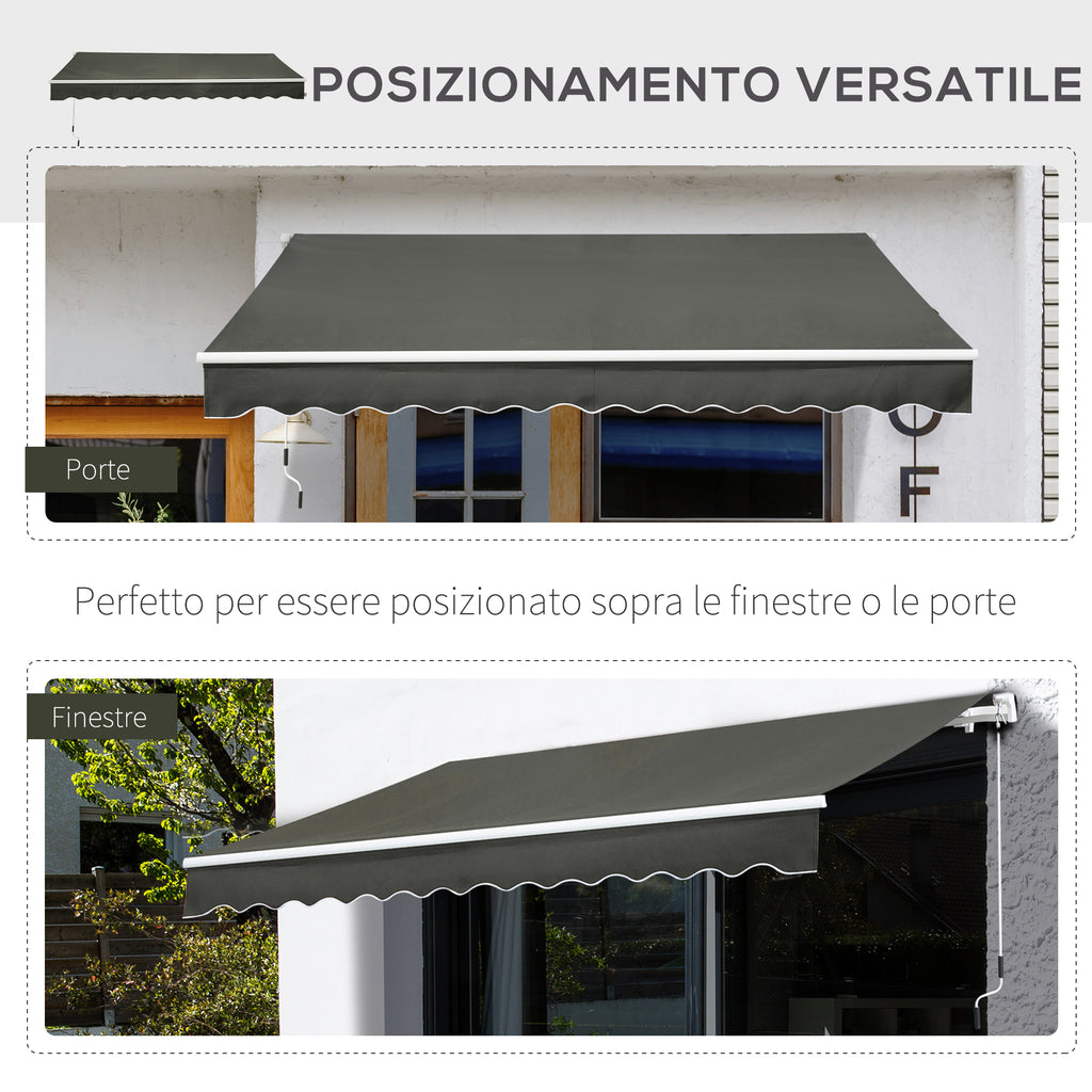 Outdoor Awning with Crank Arms, 350x250 cm, Grey