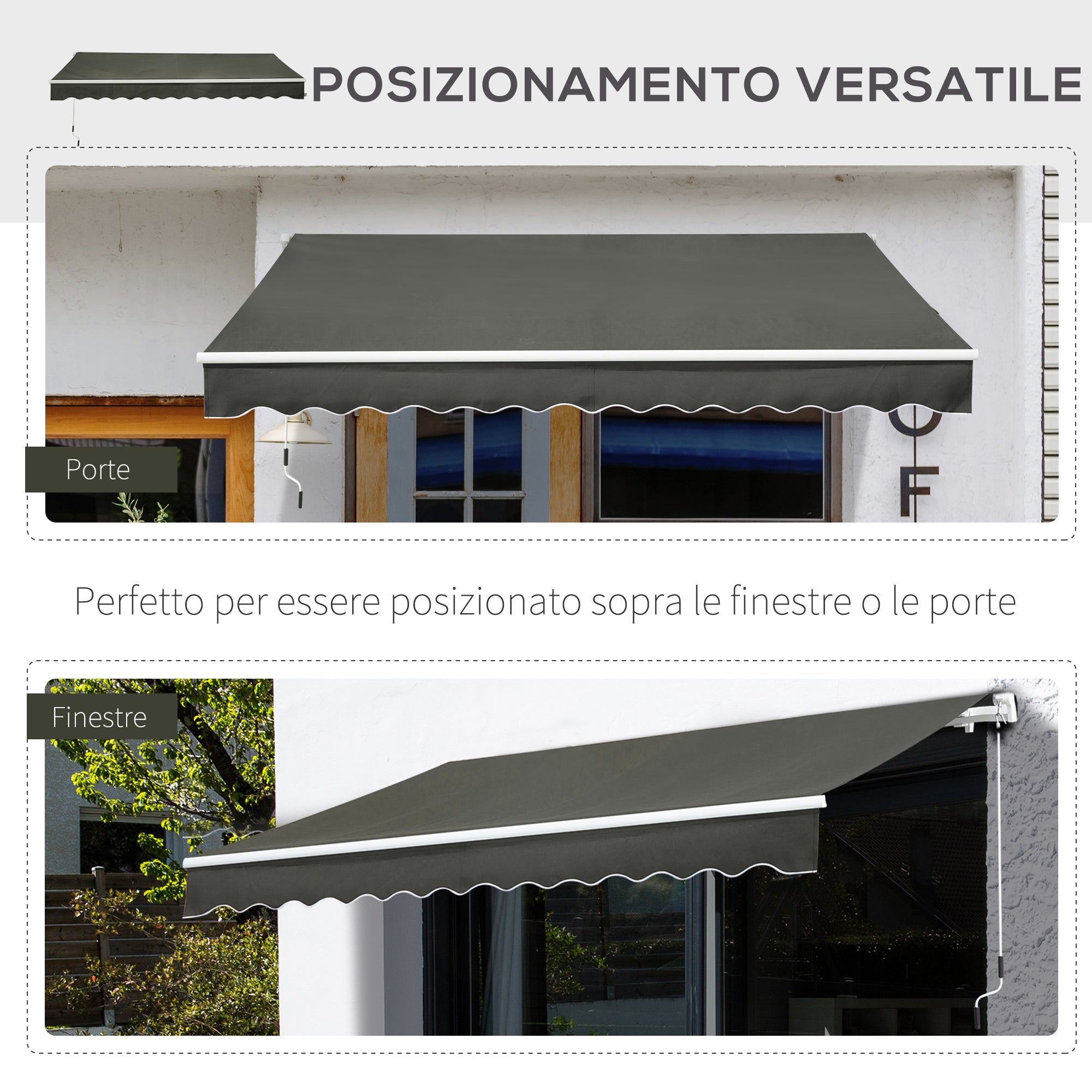 Outdoor Awning with Crank Arms, 350x250 cm, Grey