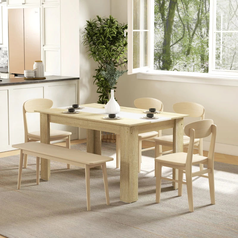 Modern Dining Table for 6 People Maximum Comfort and Style Dimensions: 140x89.5x75 cm Elegant White and Oak Finish - Borgè
