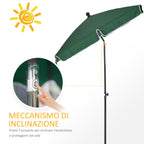 Rectangular Garden Umbrella 2x2.4 m with Adjustable Inclination and Aluminum Pole, Green and Black