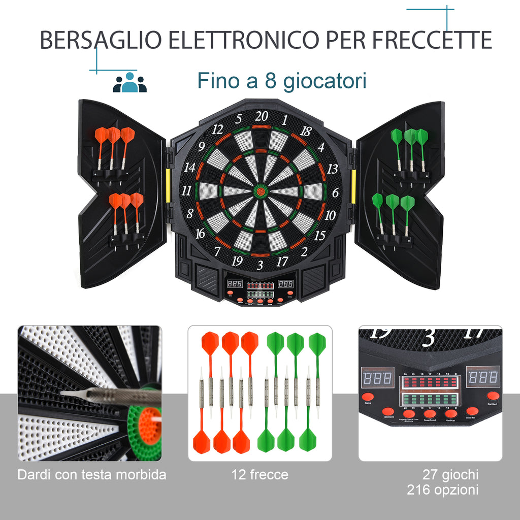 Digital Electronic Dartboard with 12 Darts for 8 Players, 27 Games and 216 Variations