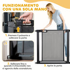 Push-Dog Gate with Automatic Closure, Steel and ABS, 75-82x76 cm, Black