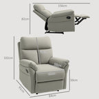 140° Reclining Chair with Footrest, in Microfiber, Foam and Metal, 84x91x102 cm, Grey