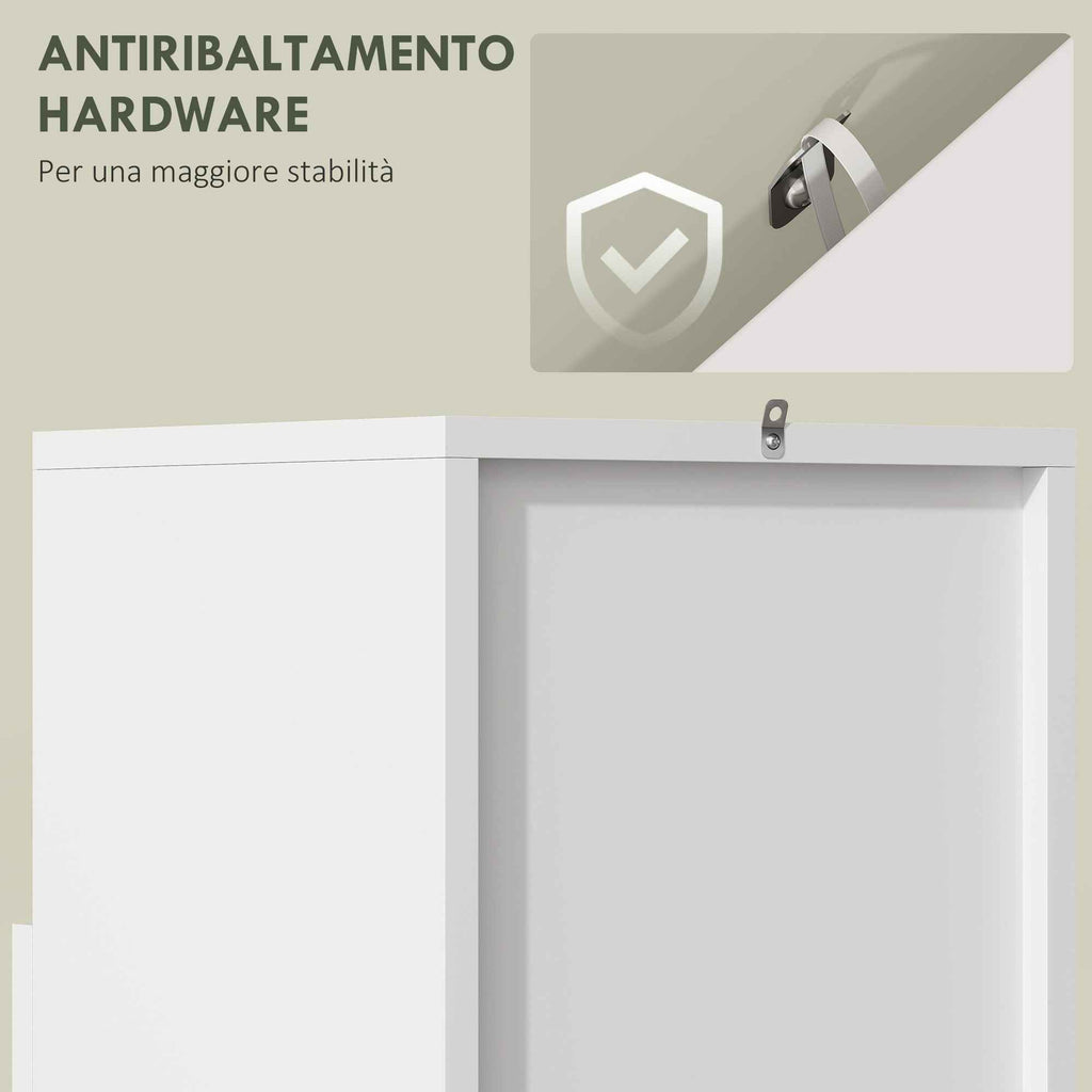 HOMCOM Bathroom Cabinet with Soft-Close Door and Open Compartment, 30x30x71.5 cm, White and Wood