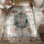 Vintage Non-Slip and Washable Short Pile Rug for Living Room and Bedroom, 230x160 cm, Multicolor