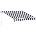 Outsunny 2.5x2m Manual Roller Awning in Aluminum and Polyester, Blue and White