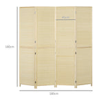 HOMCOM Folding Interior Screen with 4 Doors, Rattan Bamboo Room Divider, 180x1.6x180 cm - Borgè