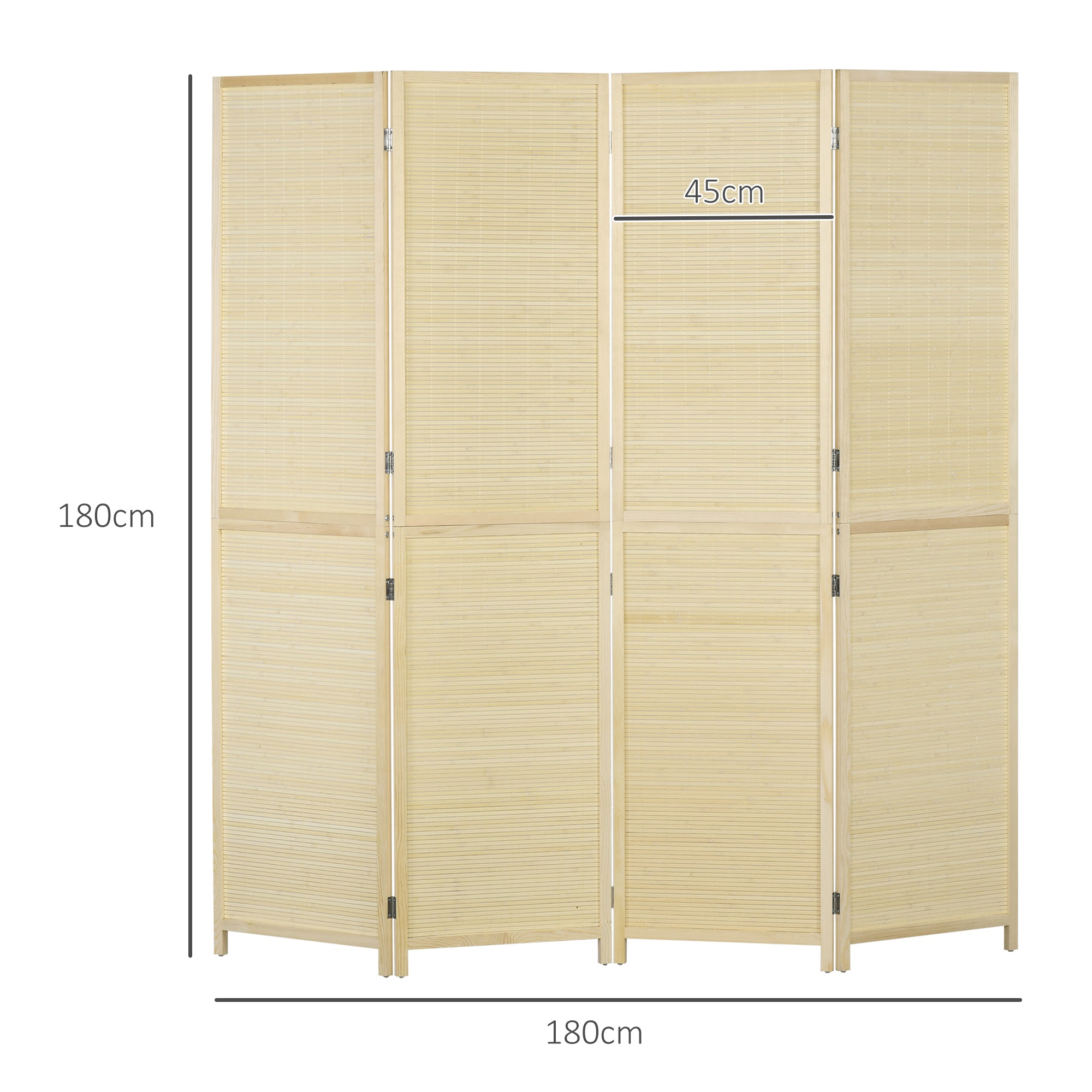 HOMCOM Folding Interior Screen with 4 Doors, Rattan Bamboo Room Divider, 180x1.6x180 cm - Borgè