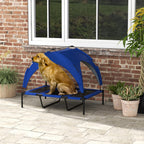Large Dog Kennel with Protective Roof, in Steel and Polyester, 106x76x94 cm, Dark Blue - Borgè