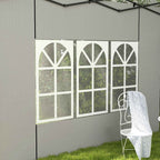 Outsunny Set of 2 Side Walls for Gazebos 3x3 m and 3x6 m with Windows, in PE and Plastic, 293x193 cm, White