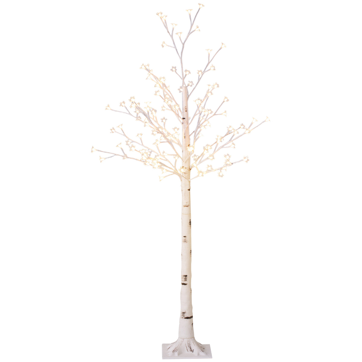 HOMCOM 150cm Tall Cherry Blossom Tree with 120 LED Lights and 3 Brightness Levels for Indoor and Outdoor Use, White
