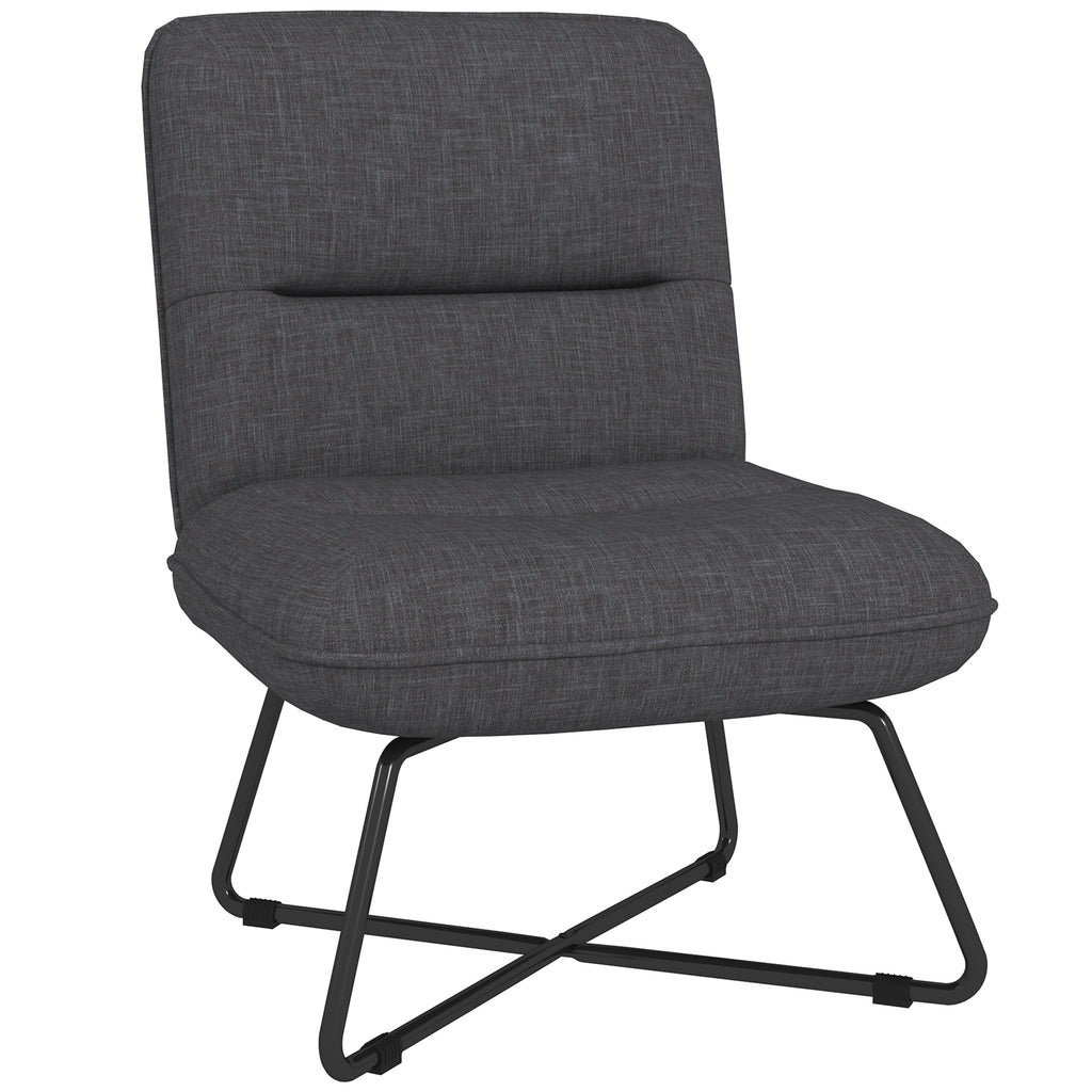Modern Armchair with Steel Base and Fabric Upholstery, 61x68x83.5cm, Dark Grey