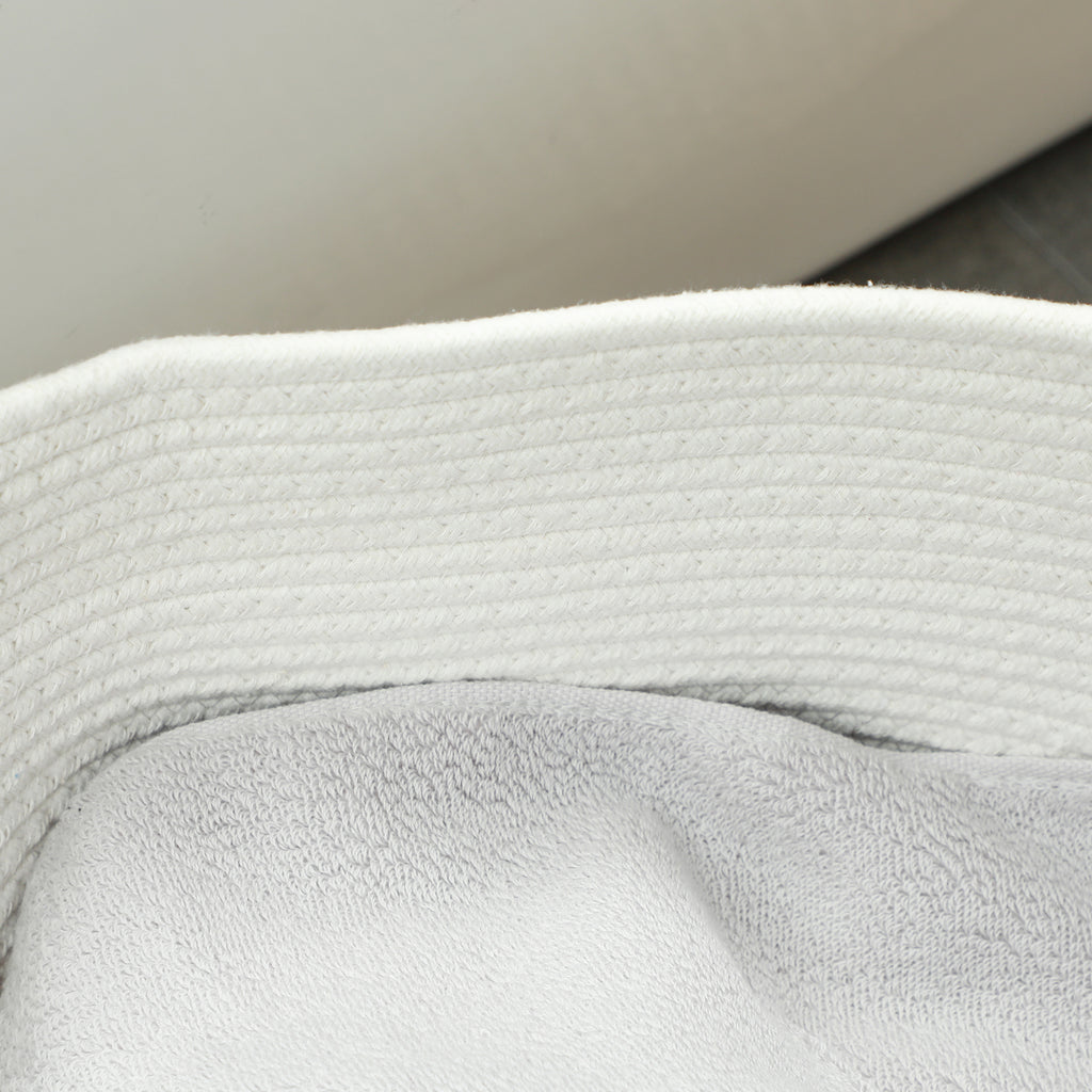 88L Portable Foldable Laundry Hamper with Natural Cotton Handles, Ø56x35.5 cm, Cream