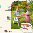 Outsunny Picnic Table Set for Children Ages 3-8 with Wooden Benches, 89x79x50 cm, Brown