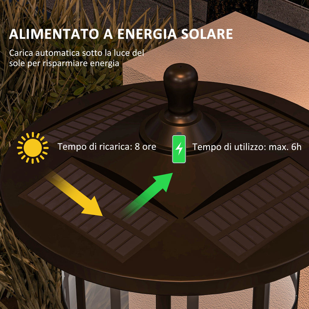 Outsunny Solar Garden Lamp 184cm High with Cold White LED Light and IP44, Black - Borgè