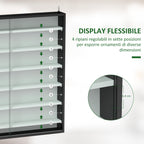 5-Tier Adjustable Wooden Notice Board with Glass Doors, 80 x 9.5 x 83 cm, Black and White
