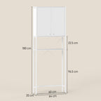 Bathroom Cabinet Above Toilet and Washing Machine with Cabinet and Open Shelf, 64x20x180 cm, White