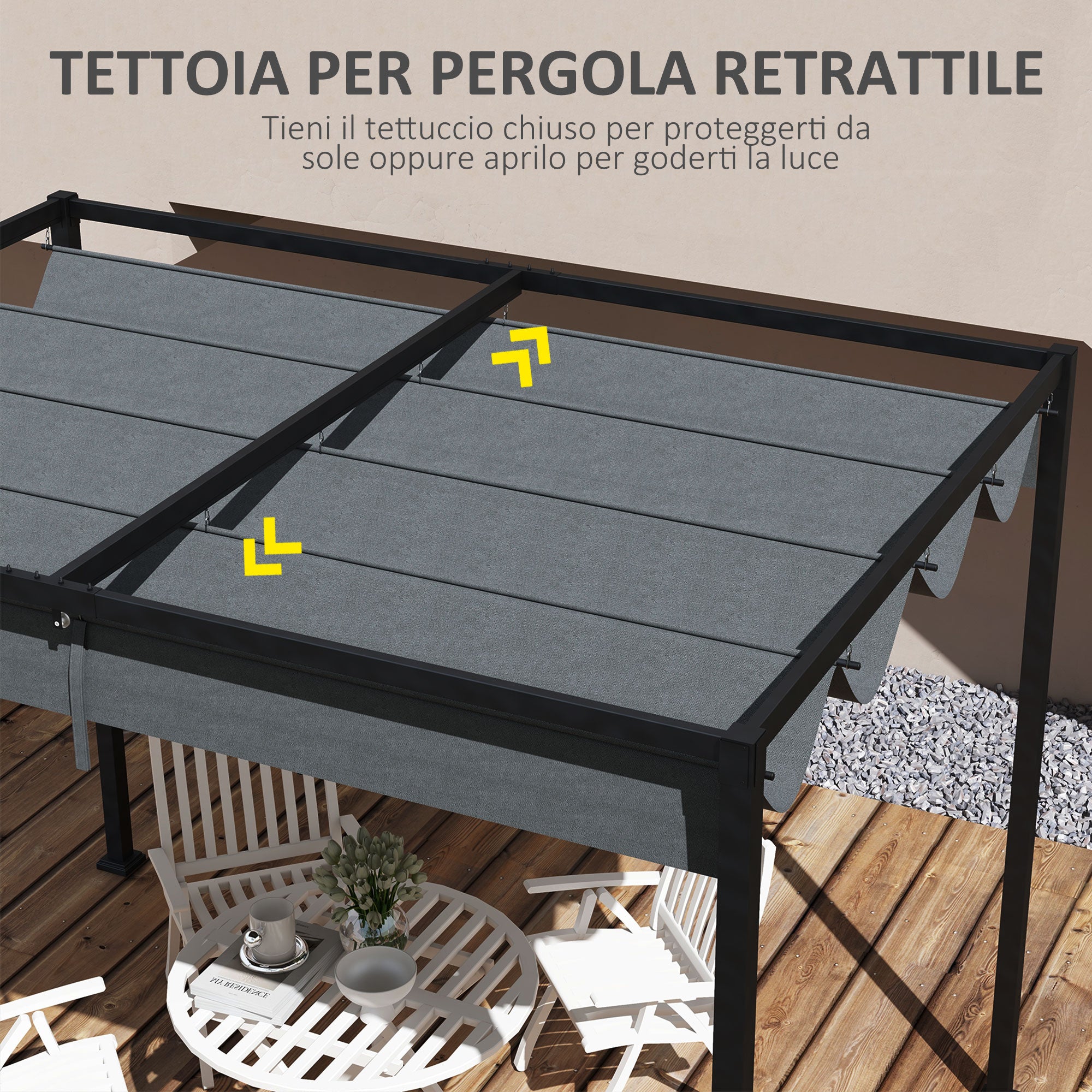 Gazebo Pergola Cover with 8 Drainage Holes, UV30+ Polyester, 286x245 cm, Dark Grey
