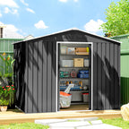 Outsunny 2.3x1.7 m Steel Garden Shed with Air Vents and Double Sliding Door, Dark Grey