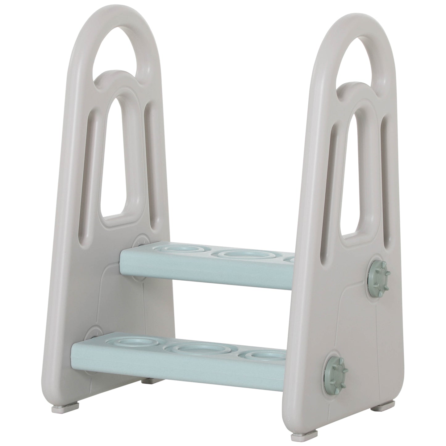 HOMCOM Children's Stool 2-Step Ladder in HDPE Age 2-5 Years, Blue and Gray