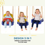 Outsunny 3-in-1 Garden Swing Set for Kids with Adjustable Rope, 42x33x120-180 cm, Blue