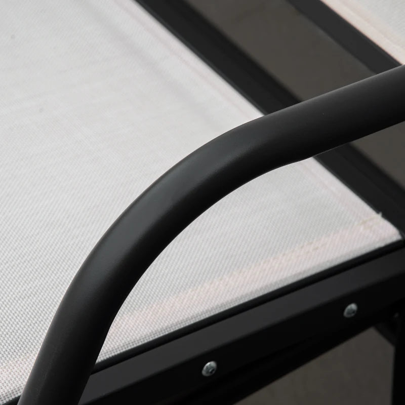 3-Seater Garden Swing Bench in Metal and Breathable Mesh Fabric, 147x70x85cm, Beige - Borge' Group Limited