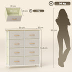 8-Drawer Folding Chest of Drawers with 4 Pockets and 2 Hooks, Made of Wood, Steel and Fabric, 86x30x94.5 cm