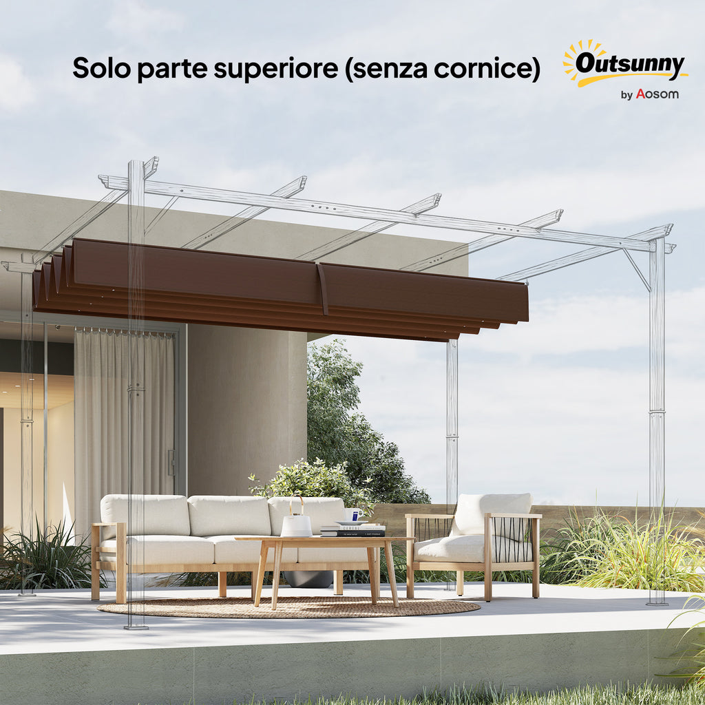 Outsunny Coffee White Polyester UV-Resistant Outdoor Pergola Cover with 8 Drainage Holes, 286x245 cm