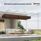 Outsunny Coffee White Polyester UV-Resistant Outdoor Pergola Cover with 8 Drainage Holes, 286x245 cm