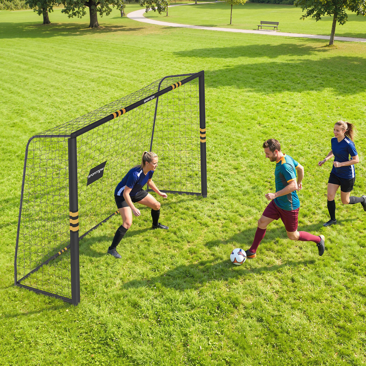 SPORTNOW Soccer Goal with Net and EPE Padding, 3x1.2x2 m, Yellow