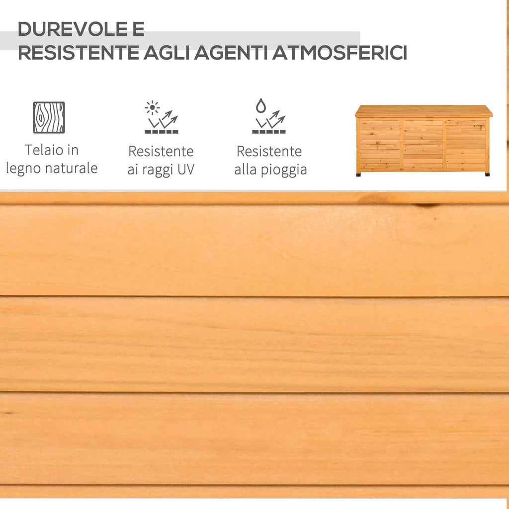 Outsunny Waterproof Outdoor Storage Chest in Fir Wood with Raised Base, 127x56x60 cm, Dark Yellow