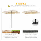 Rectangular and Adjustable Garden Umbrella with Aluminum Pole, 2x1.3x2.5 m, Beige