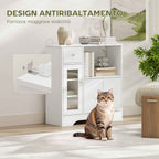 HOMCOM Sideboard Buffet with Open Compartment, Drawer, 3 Shelves and 2-Door Cabinet, Wooden, 80x30x82 cm, White