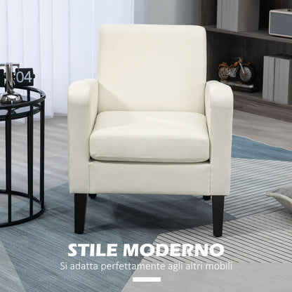 Modern Fabric Bedroom Armchair with Armrests, 66x72x74 cm, Cream