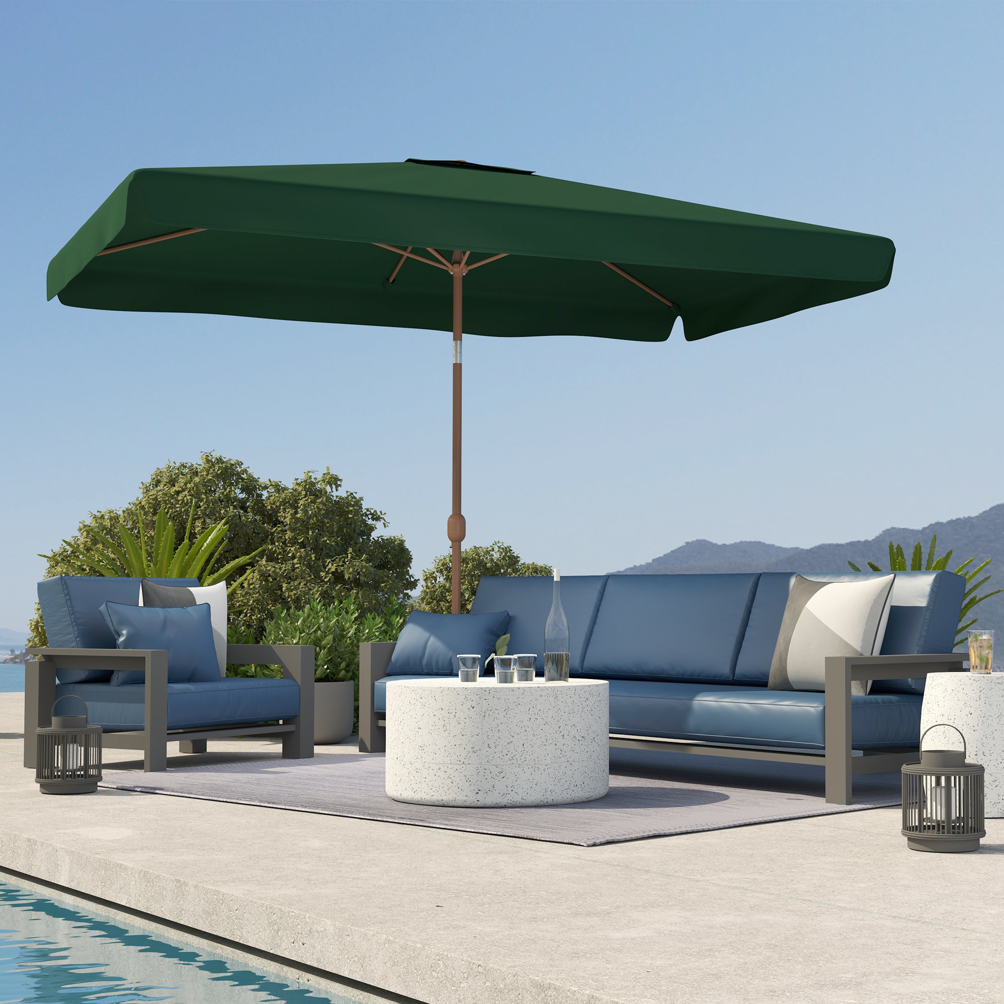 Garden Umbrella 2x3 m with Crank Opening, Tilting and Anti UV 50+, Green