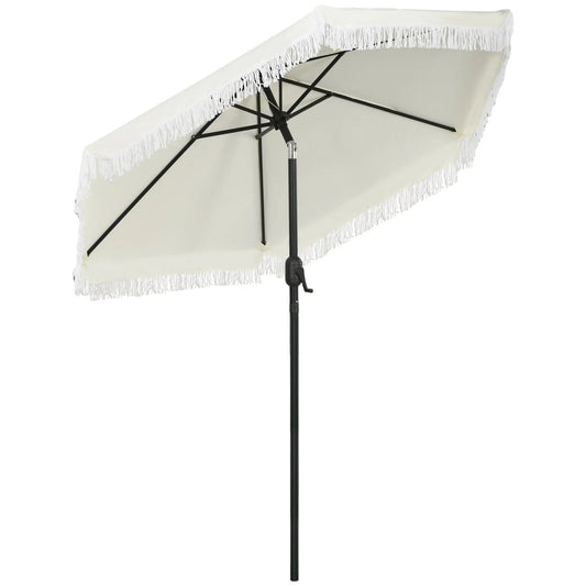 Garden Umbrella 2.3x2.2m Tiltable with Central Pole and Crank, Cream