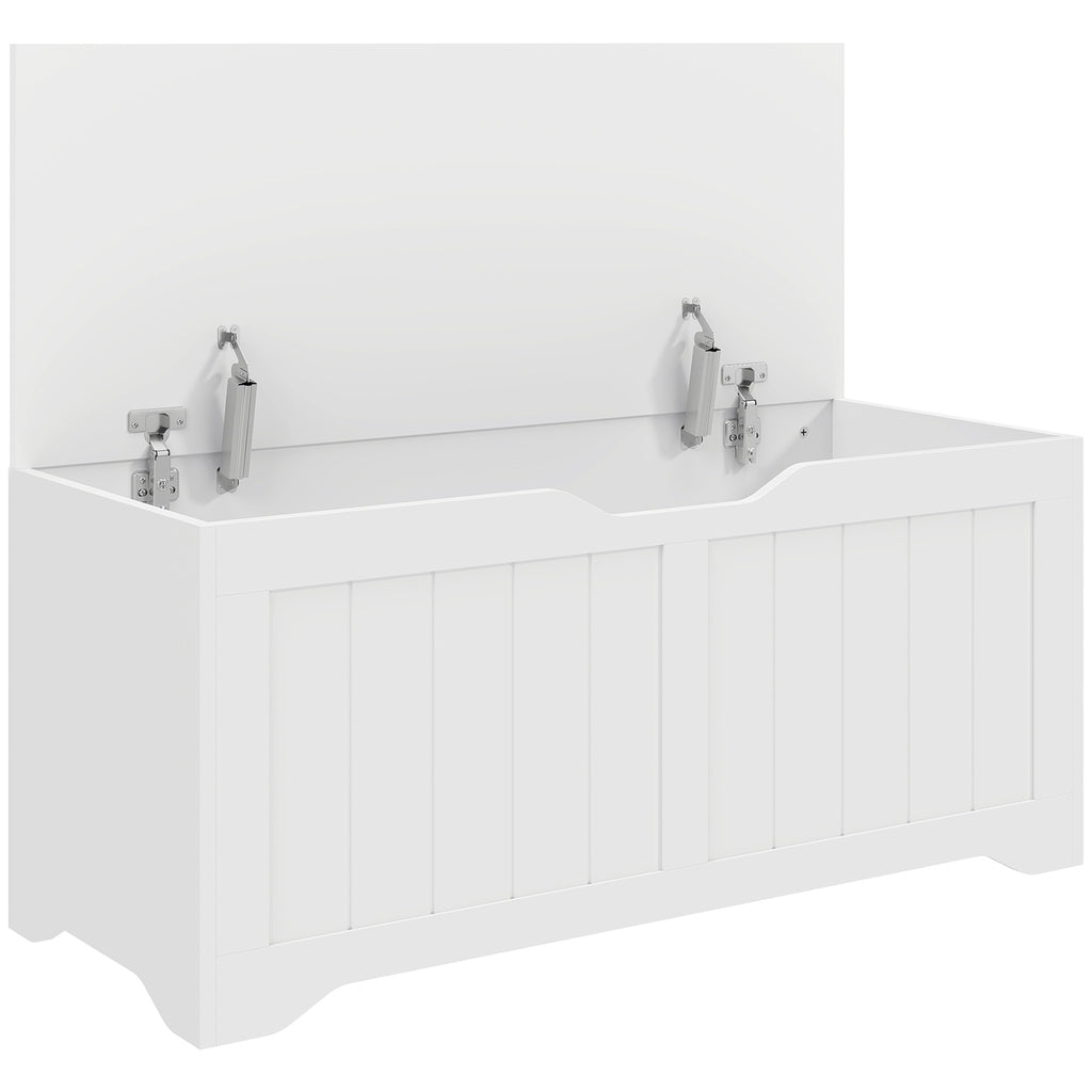 HOMCOM 136L Wooden Storage Bench with Lift-Top Lid, 100x40x45cm, White