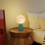 Moon-Shaped Table Lamp with 3 Colors and 10 Brightness Levels, ABS, Ø15x28 cm, White and Dark Green