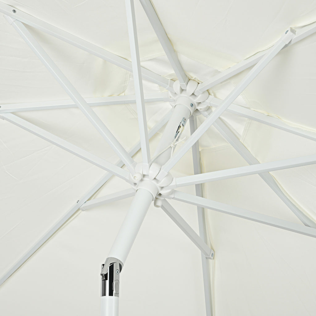 Garden Parasol with Tilting Crank and Pole 2 Sections, Polyester and Metal, 2.6x2.4 m, White