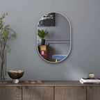 HOMCOM Oval Bathroom Mirror with Aluminum Frame, Vertical or Horizontal, 60x90 cm, Silver