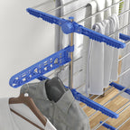 HOMCOM Vertical Drying Rack with 4 Adjustable Shelves, in Steel and Plastic, 142x55x172 cm, Blue and Silver - Borgè