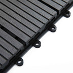 Outsunny Set of 11 Non-Slip Interlocking Outdoor Tiles in Recycled HDPE, 30x30x2.2 cm, Grey