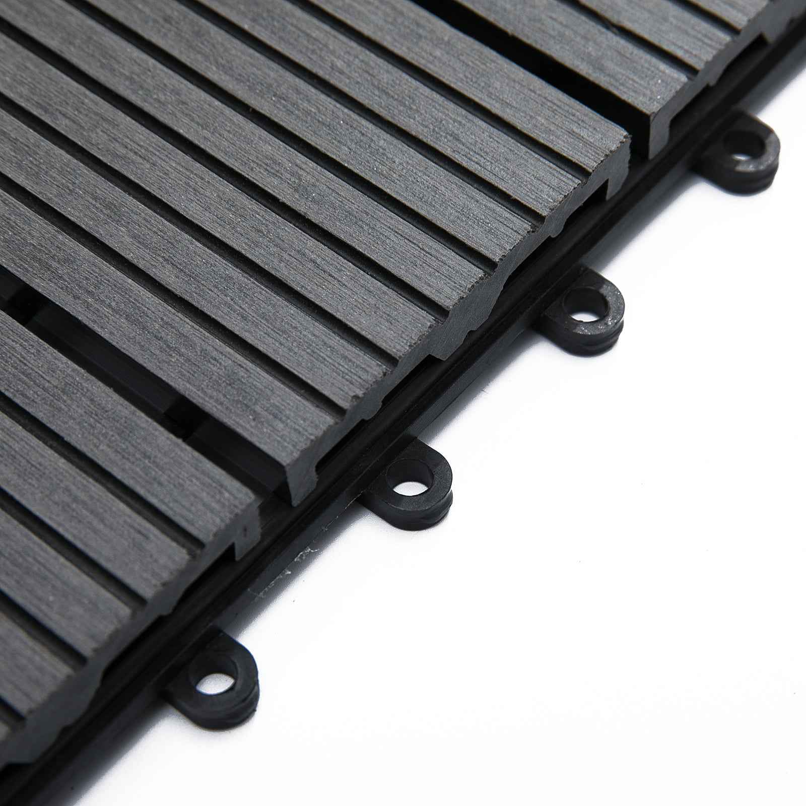 Outsunny Set of 11 Non-Slip Interlocking Outdoor Tiles in Recycled HDPE, 30x30x2.2 cm, Grey