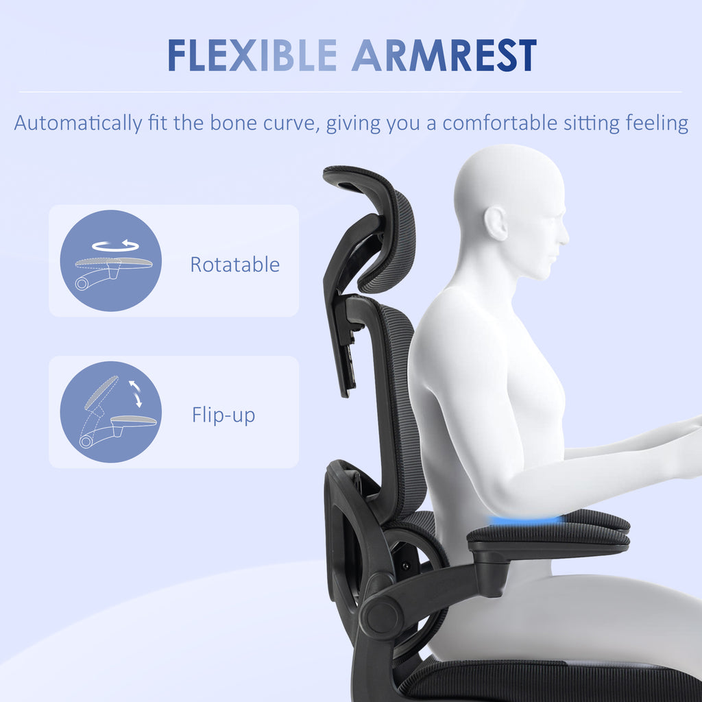 Vent office chair at adjustable height with inclination and lumbar support, 62x58x120-133 cm, black - Borgè