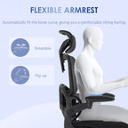 Vent office chair at adjustable height with inclination and lumbar support, 62x58x120-133 cm, black - Borgè