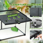 Reptile Terrarium, Reptile Breeding Box, Terrarium Hut, Sliding Lid, Metal Grid, Thermometer, Black
