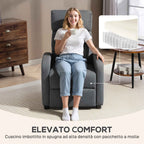 HOMCOM Padded Relaxing Chair with 135° Reclining Angle and Fabric Footrest, 69x87x100.5 cm, Grey
