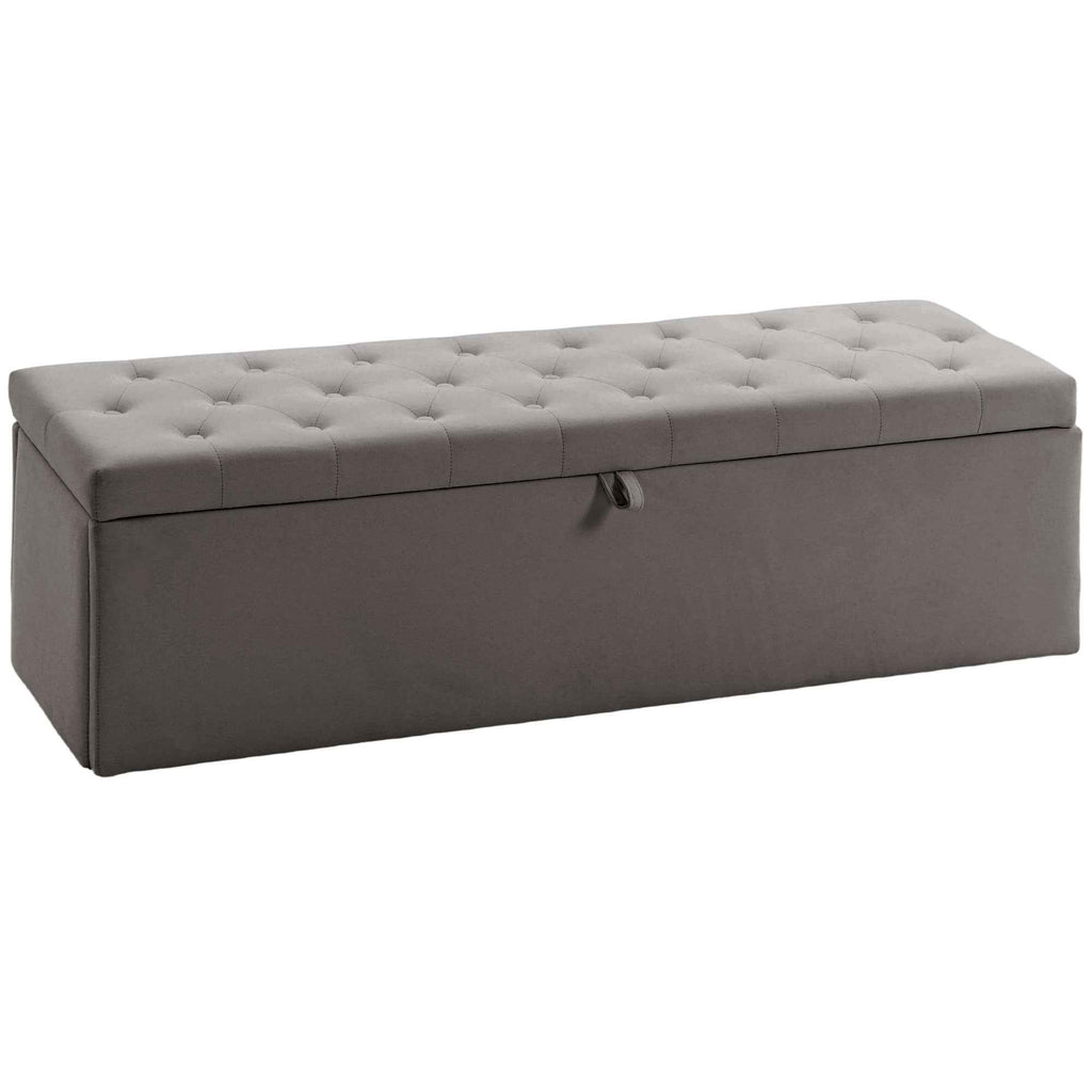 HOMCOM Velvet Storage Bench 140L with Wide Padded Seat, 240kg Capacity, Bedroom Living Room Entrance, Grey